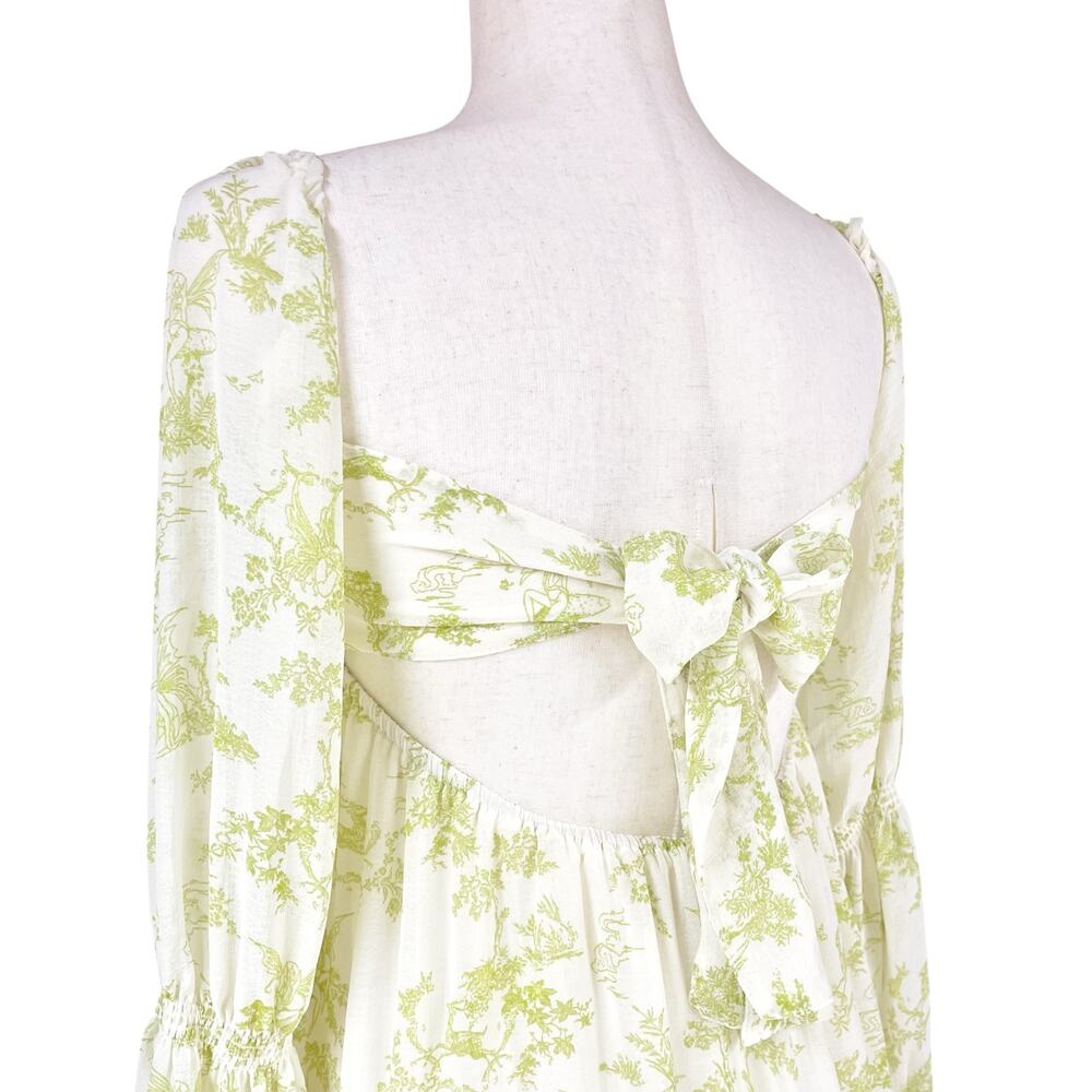 URBAN OUTFITTERS Lannette Green Toile Fairy Print Whimsy Elf Mini Dress Size XS - Picture 10 of 11